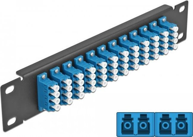 Delock Patch Panel LC SM X 48 in Schwarz, 1U, Breite: 25,4 cm - Bild 1