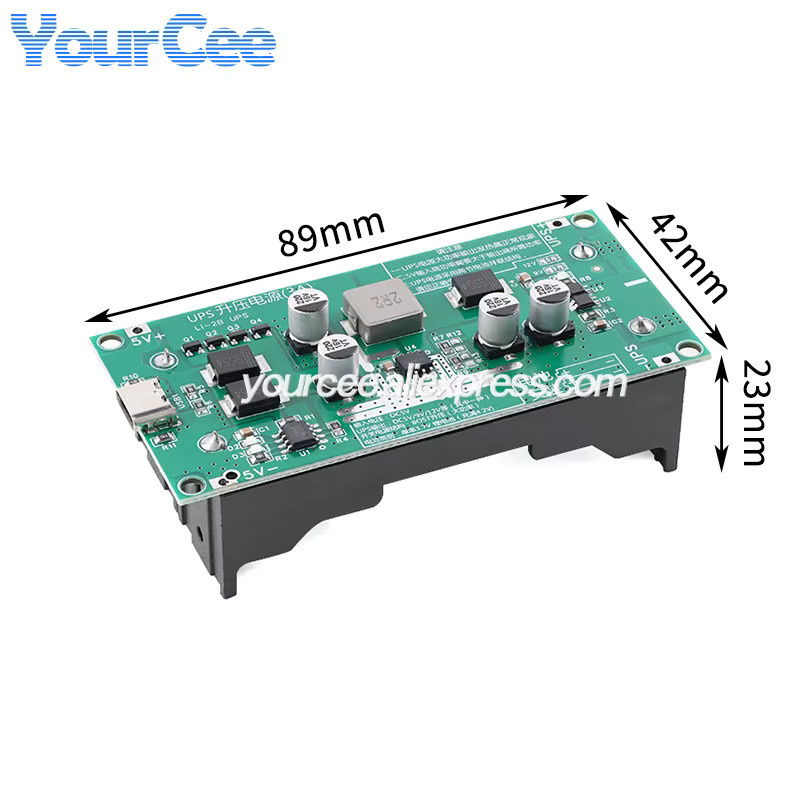 Your Cee 15W 3A UPS Ladeplatine für 18650 Lithium-Batterien mit Boost Step-Up Funktion für 5V 9V 12V in Grün - Bild 2