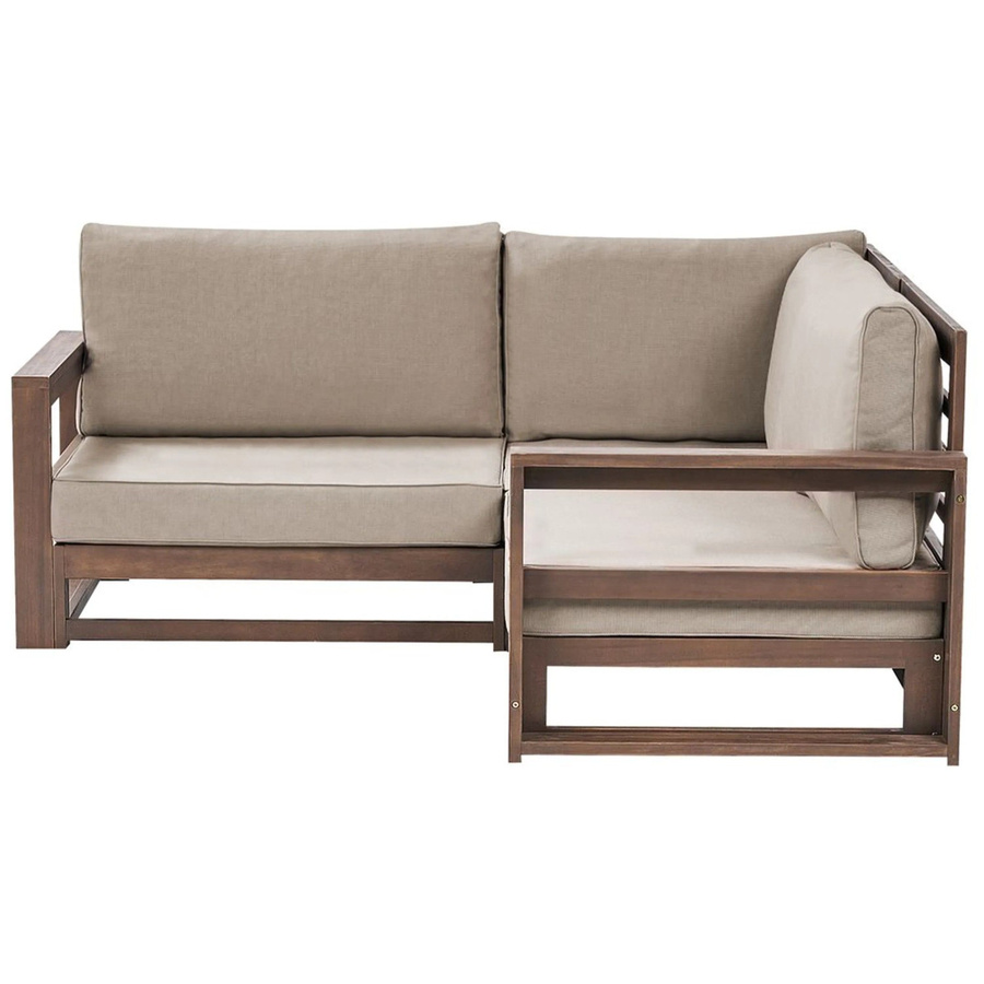 Beliani Gartensofa TIMOR L-Shape in Taupe mit Polstern aus Akazienholz B/T/H: 167 x 167 x 72 cm - Bild 2