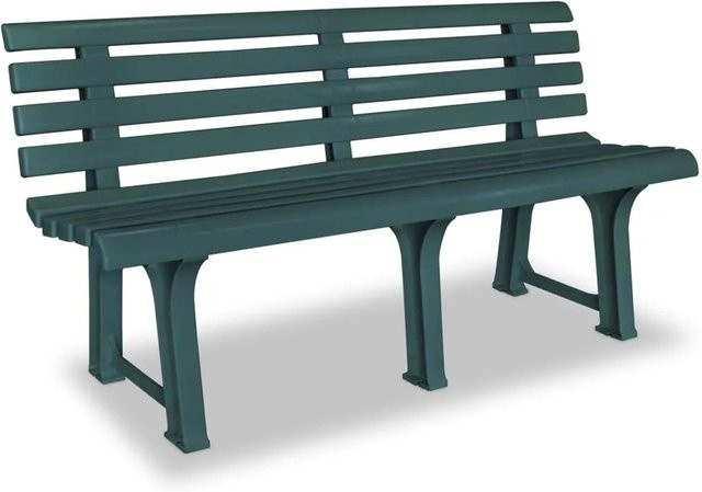 vidaXL Gartenbank aus Kunststoff in Grün für Garten und Terrasse, Breite: 145,5 cm - Bild 1
