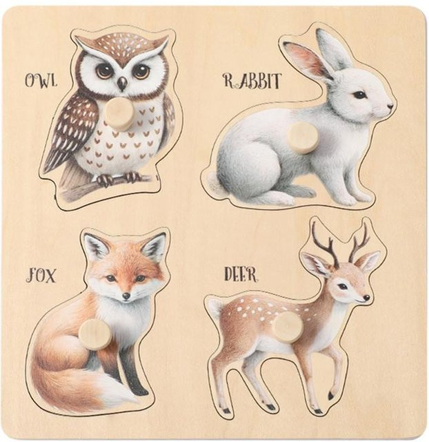 Binchi Montessori Holz Tier Puzzle, ab 1 Jahr - Bild 1