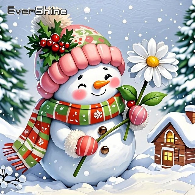 Evershine Diamant Stickerei Set Schneemann 5D DIY Diamant Mosaik Malerei Multicolor B/H/T: 20 x 20 x 20 cm - Bild 1
