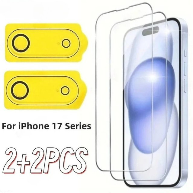 4-in-1 Hartglas Kameraobjektivschutz für iPhone 17 Pro Max 16 Pro 15 Plus 14 13 12 11 transparent und kratzfest - Bild 1