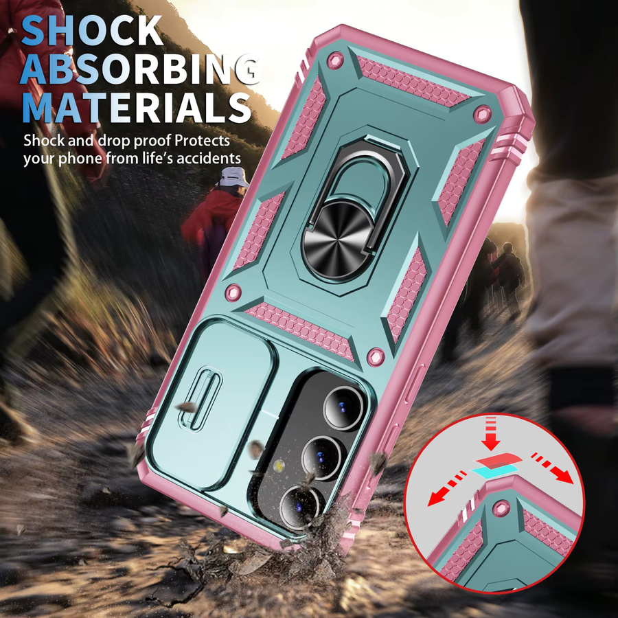 Samsung Anti-Klopf-Hartschalen-Rüstungshülle für Galaxy S25 Ultra S24 Plus S23FE S24FE S25 Edge S23 Cover in Pink und Grün - Bild 4