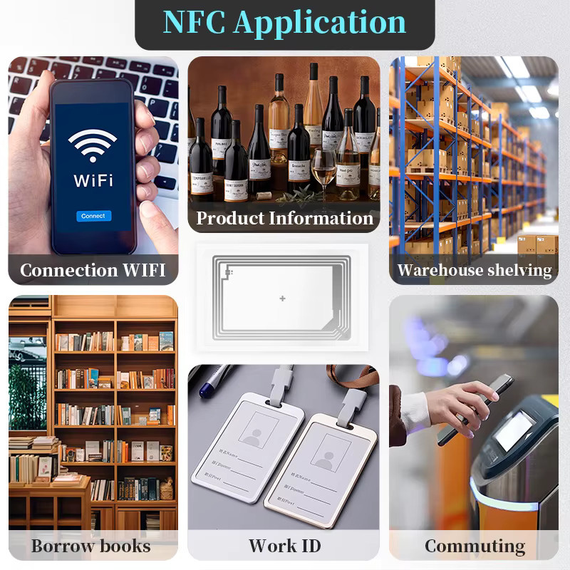 HENNCER NFC-Tags Aufkleber mit NTAG213-Chip, transparent, programmierbare RFID-Klebeetiketten mit 144 Bytes Speicher, B/H: 8,5 x 5,4 cm - Bild 3
