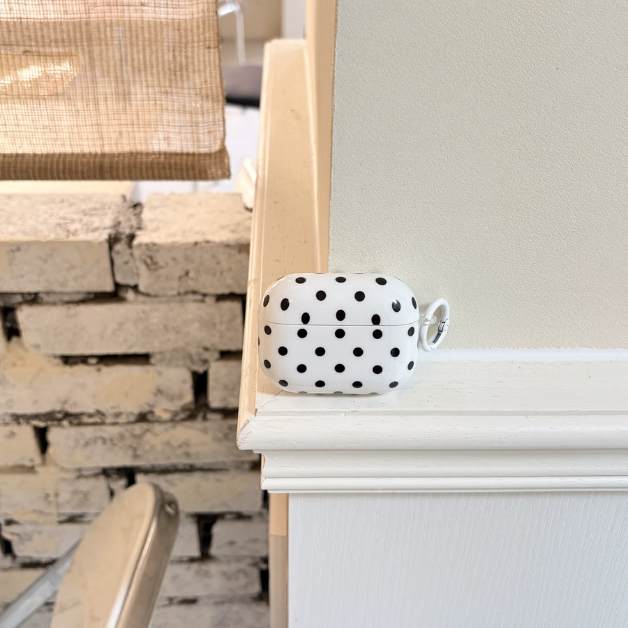 Schlichte Polka-Dot Schutzhülle für Apple AirPods Pro 1 2 3 4 in Schwarz-Weiß - Bild 3