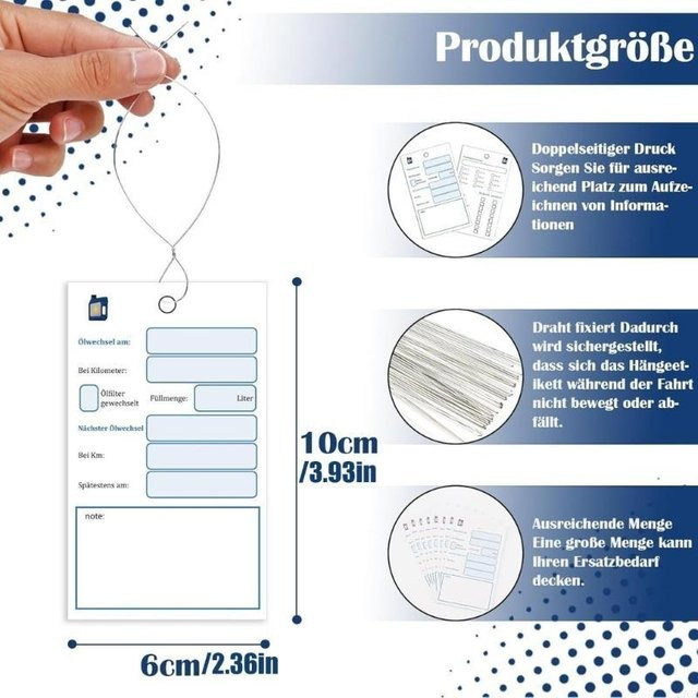 LJHDFY Ölservice Etiketten und Ölwechselkarten zur Fahrzeugwartungsverfolgung in Weiß aus Papier - Bild 1
