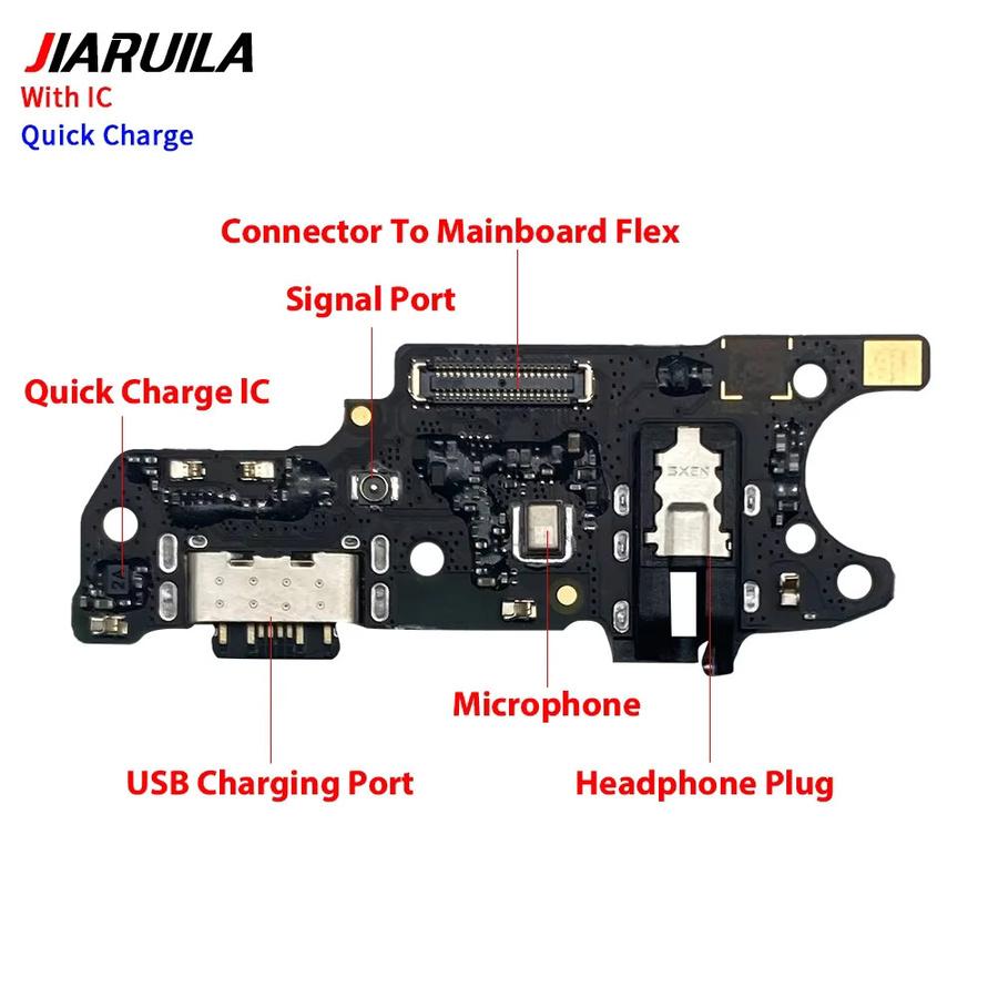 Xiaomi USB-C Ladeport Flexkabel mit Mikrofon-Dock-Connector Board in Schwarz für Poco C40 C50 C51 C61 C71 C55 C65 C75 C85 - Bild 2