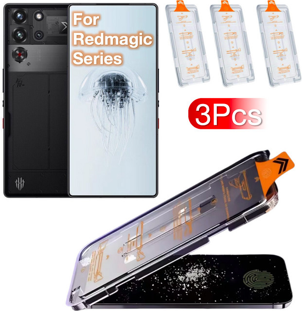 3er-Pack Displayschutzfolie aus gehärtetem Glas für ZTE Nubia RedMagic 8 8S 9 9S 10 10S Pro Plus 5G, transparent, staubfrei mit Ultraschall-Kompatibilität - Bild 1