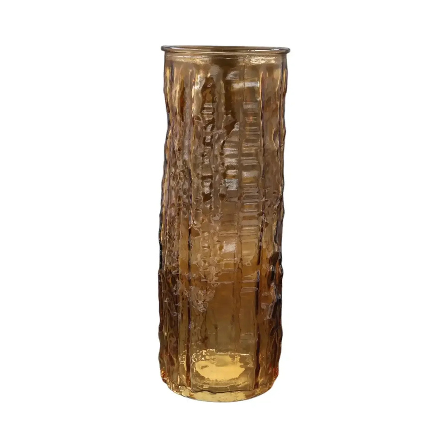 House of Nature Vase Juliëtte in Gelb mit Reliefstruktur aus Glas, Höhe: 26 cm - Bild 1
