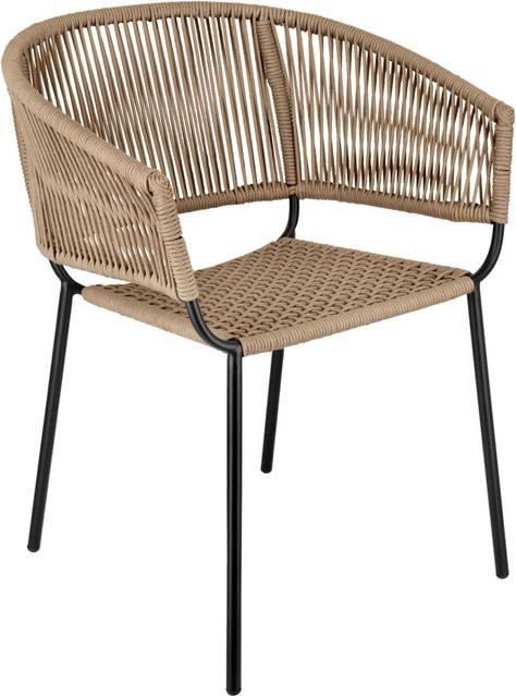 VEGA Terrassenstuhl Samo Set aus 2 Stück, Modern, Farbe Beige, Gestell Schwarz, B/T/H: 62,5 x 56 x 79 cm - Bild 1
