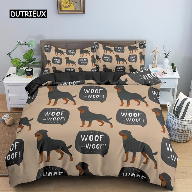 Bettwäsche-Set mit Dackel-Motiv von Binchi Outdoor Product, buntes Hund-Design aus Polyester, B/H: 140 x 210 cm - Bild 1