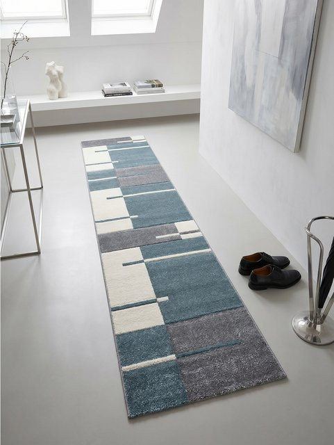 Kurzflorteppich LATEMAR von Kadima Design, kariert, Blau, B: 80 cm, L: 300 cm - Bild 1