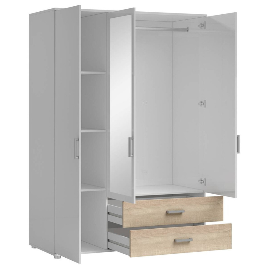 Kleiderschrank IKEA Ivar in Weiß mit integrierten Schubladen und Spiegel, B/H/T: 125 x 190 x 51 cm - Bild 2