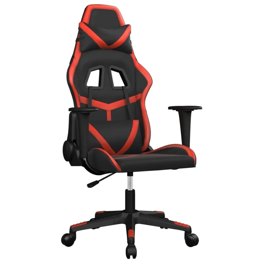 vidaXL Gaming-Stuhl mit Massagefunktion in Schwarz und Rot aus Kunstleder mit Armlehnen und 360-Grad-Drehfunktion - Bild 2
