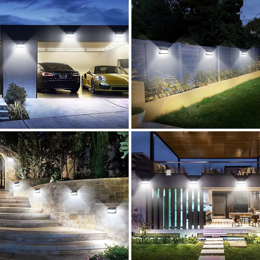 Solarbetriebene LED Außenleuchten mit 528 LEDs und Bewegungsmelder, wasserdichte Solar-Flutlicht-Wandleuchten für Garten, Terrasse und Hof, Schwarz - Bild 8