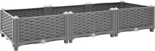 Hochbeet furnicato in Grau mit Rattan-Optik aus Polypropylen, B/T/H: 120 x 40 x 23 cm - Bild 1