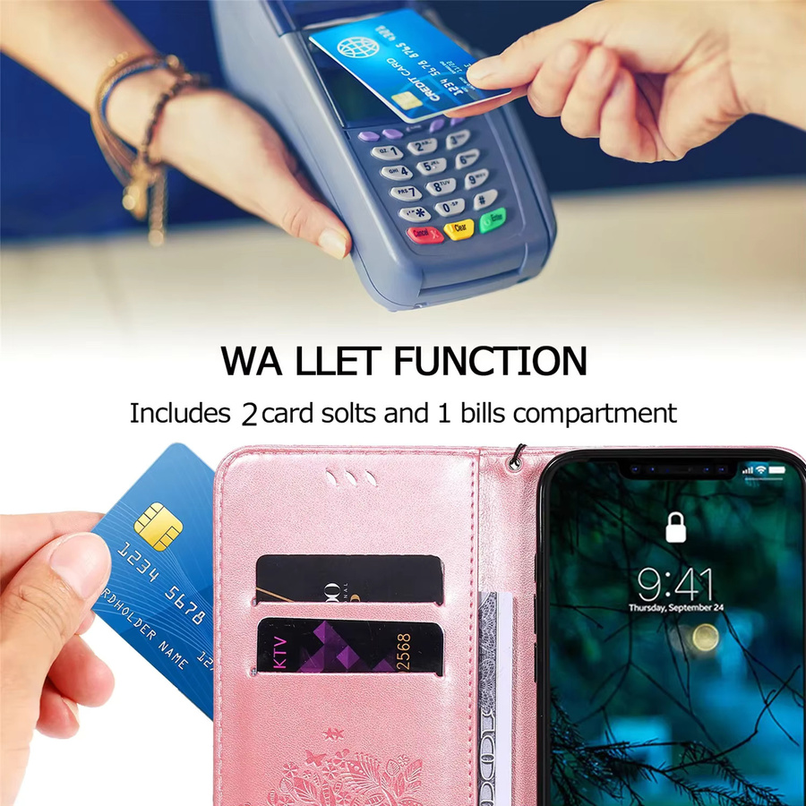 Leder-Flip-Standhülle mit Brieftaschenfunktion für Samsung Galaxy A10 A11 A20E A21S A30 A31 A40 A50 A51 A70 A71 A81 A91 in Purple - Bild 5