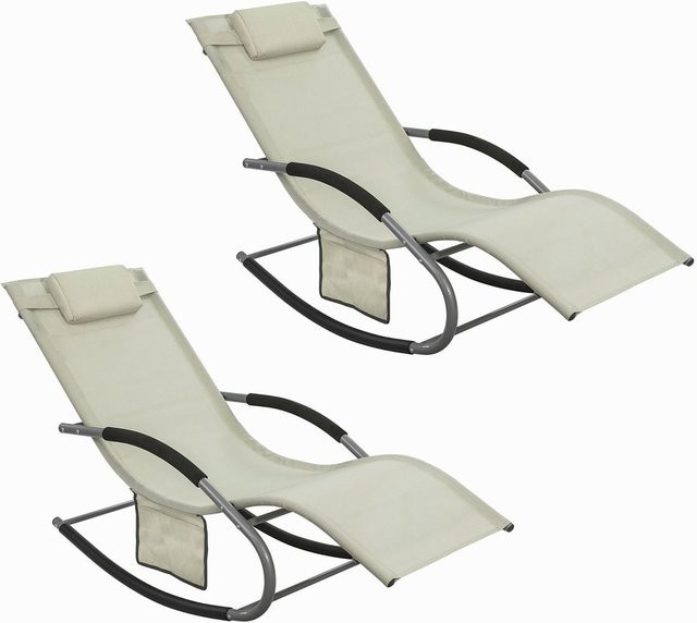 SoBuy Schaukelstuhl-Set für 2 Personen im Industriestil mit Polstern, Beige, B: 150 cm, T: 63 cm, H: 87 cm - Bild 1