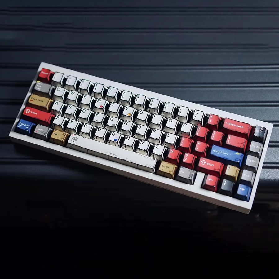 Bunte PBT Tastenkappen im Comic-Stil für mechanische Tastaturen mit Outemu-Kompatibilität, Multicolor, 74/135 Tasten-Set - Bild 3