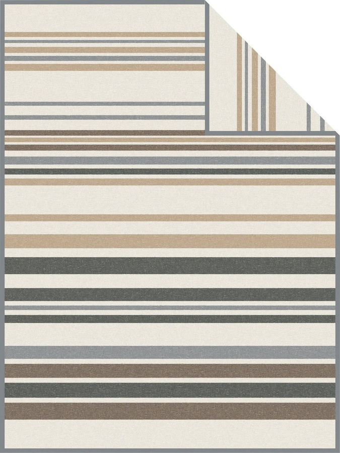 Ibena Jacquard Heimdecke Tanta Wohndecke mit Streifen in Beige und Braun, B/B: 150 x 200 cm - Bild 1