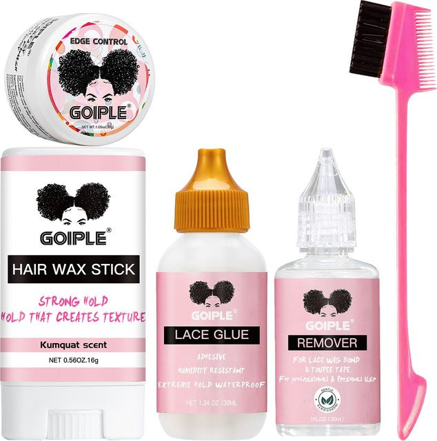 GOIPLE Flyaway Taming Wax Stick, Baby Hair Styling Gel, Lace Wig Adhesive, Liquid Remover, Dreikopfkamm, 5 Stück - Bild 1