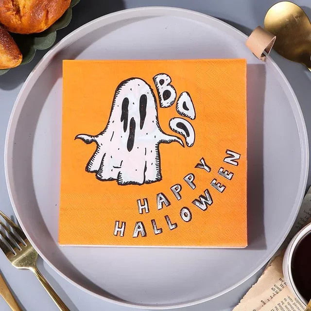 GUANYAO Halloween Servietten aus Holzzellstoff, 20 Stück, Gelb, B/B: 33 x 33 cm - Bild 1