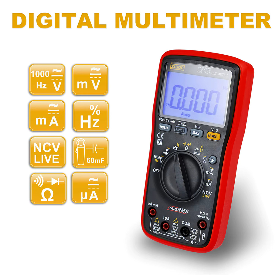 ZIBOO 15B PRO 17B PRO True RMS Digitalmultimeter für elektrische Anwendungen mit Widerstandskontinuität und Diodenkapazität - Bild 3