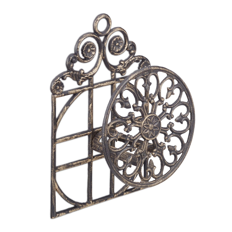 Relaxdays Schlauchhalter aus Gusseisen in Bronze Antik, Wandmontage, B: 50 cm, H: 32 cm, T: 20 cm - Bild 2