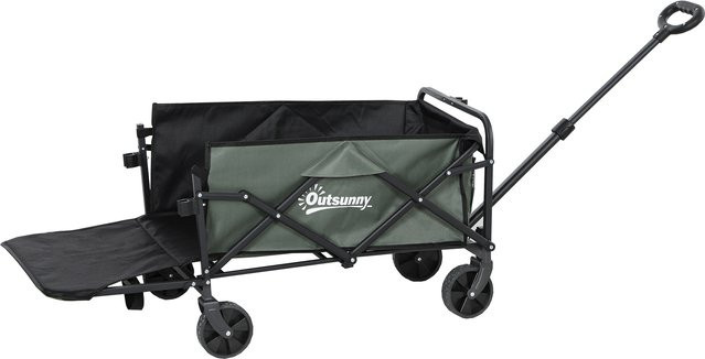 Outsunny Gartenwagen Grün, klappbarer Bollerwagen mit herausnehmbarer Plane und 95 Liter Fassungsvermögen, belastbar bis 120 kg - Bild 1
