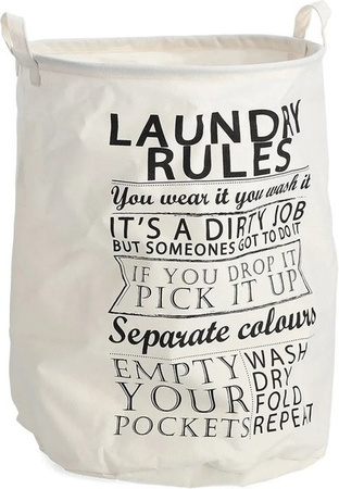 Zeller Present Wäschesammler Laundry Rules in Beige und Weiss, B: 38 cm, H: 48 cm