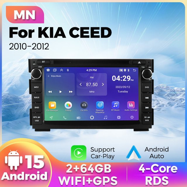 NAVIFANS Multimedia Player für Kia Ceed und Venga (2010-2016) mit 7 Zoll Display, CarPlay, Android Auto, GPS Navigation und WIFI in Schwarz - Bild 1