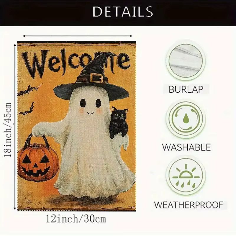VIKAMA 5er Set Halloween Cartoon Geist Party-Dekoration als hängender Hintergrund und Gartenflagge - Bild 4