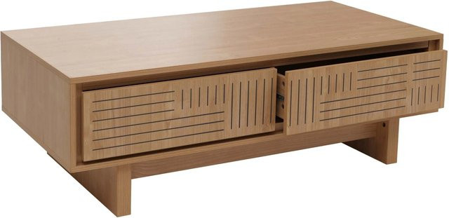 Couchtisch MCW O33 in Ulme Natur mit 2 Schubladen und 2 Fächern, B/T/H: 120 x 40 x 60 cm - Bild 2