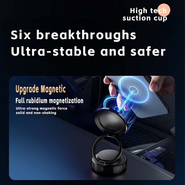 Eye4U Magnetischer Autotelefonhalter mit Vakuum-Adsorption und 360 Grad Drehung in Schwarz - Bild 1