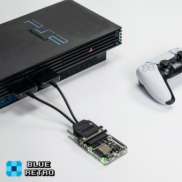BlueRetro Bluetooth Controller Konverter Adapter für PS1 und PS2 Retro Konsolen in Blau - Bild 1