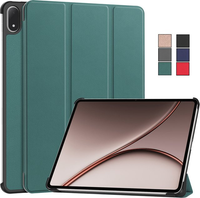 OnePlus Pad 4 Smart Cover Hülle aus Leder mit Magnet-Trifold-Standfunktion in Rot und Grün - Bild 1