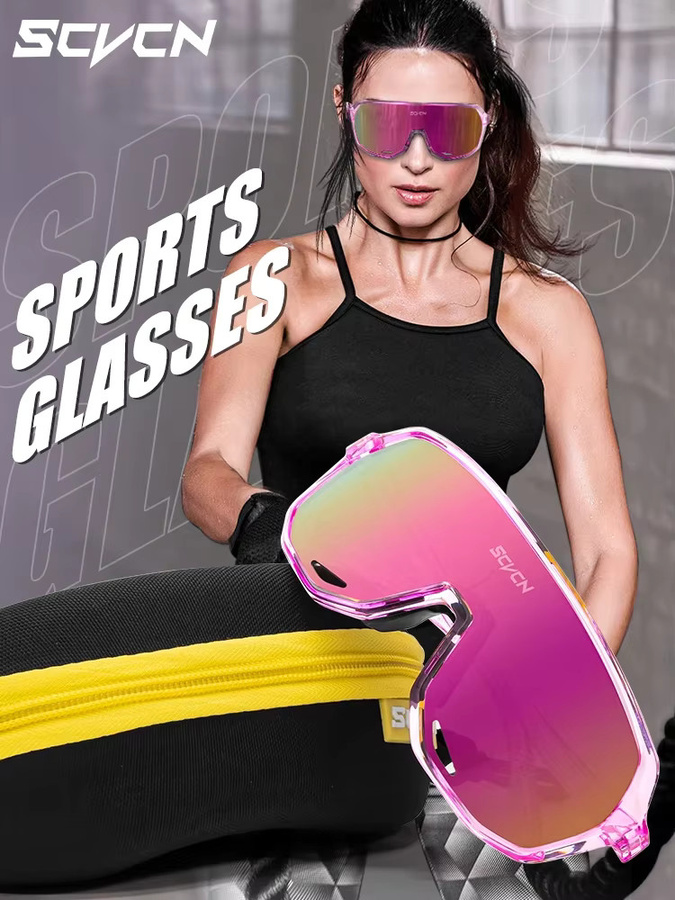 SCVCN Sportsonnenbrille, Unisex, Vollrand, Kunststoff, Winddicht, UV400 - Bild 6
