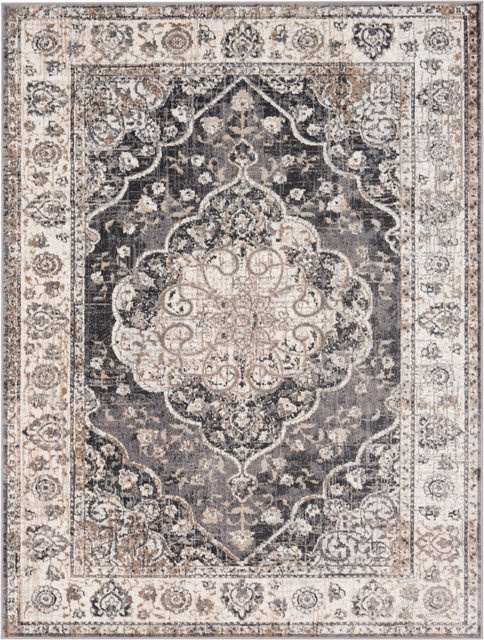 Teppich Foggy in Grau mit Ornament-Design, pflegeleicht und fußbodenheizungsgeeignet, B/T: 60 x 100 cm - Bild 1