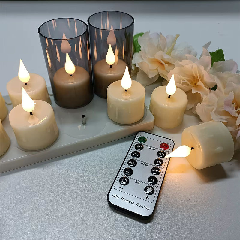 FPOO Wiederaufladbare LED-Teelichter in Weiß mit Fernbedienung und Timer, USB-elektrische flammenlose Kerzen für deine Heimdekoration - Bild 2