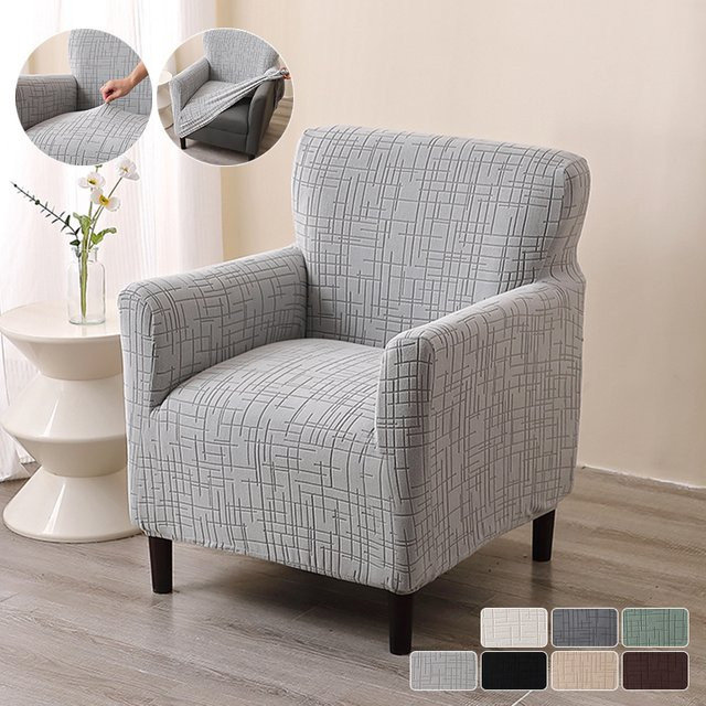 WANERQU Sesselbezug Jacquard Streifen in Grün und Grau, elastischer Spandex Schonbezug für Clubstühle und Armchairs - Bild 1