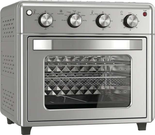 HOMCOM Multifunktionaler elektrischer Tischofen als Mini-Backofen und Heißluftfritteuse mit 30 L Volumen, 1600 W Leistung, 7 Heizmodi, Timer und einstellbarer Temperatur, Silber, B/T/H: 43 x 39 x 39 cm - Bild 1