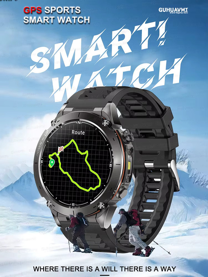 GUHUAVMI Smartwatch, GPS, Bluetooth, 10 ATM, Schwarz, Herren - Bild 7