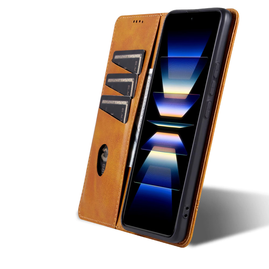 Luxuriöse magnetische Leder-Handyhülle für Xiaomi Redmi Note 15 14 13 12 Pro Plus 15C 14C 13C 12C mit Kartenfächern und Brieftaschenfunktion als Buchcover in Grün oder Braun - Bild 4