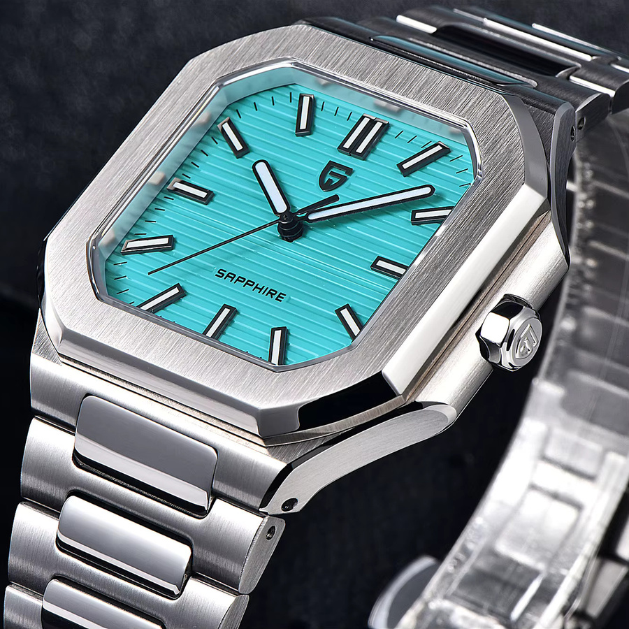 PAGANI DESIGN Armbanduhr, Quarz, Edelstahl, eckig, Blau, Herren - Bild 2