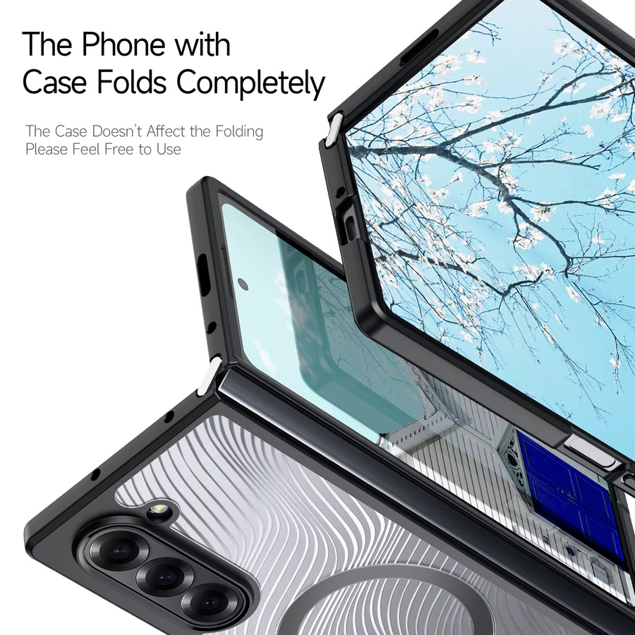 DUX DUCIS Kristallklare Schutzhülle mit magnetischen fließenden Linien für Samsung Z Flip6, Z Fold6 5G, Z Fold SE und Z Fold5 in Transparent oder Schwarz - Bild 3