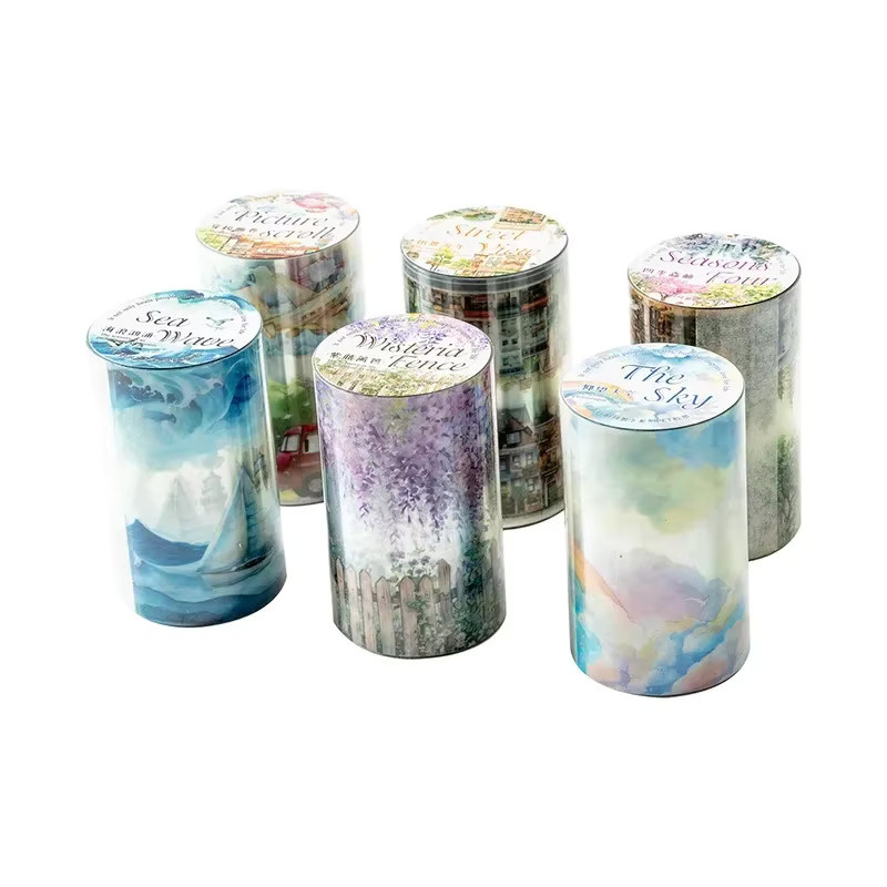 YCDBTH Aquascape PET Bodenband für Landschaften und Scrapbook, nahtlose Collage-Rolle, Mehrfarbig, Breite: 6,5 cm, Länge: 2 m - Bild 2