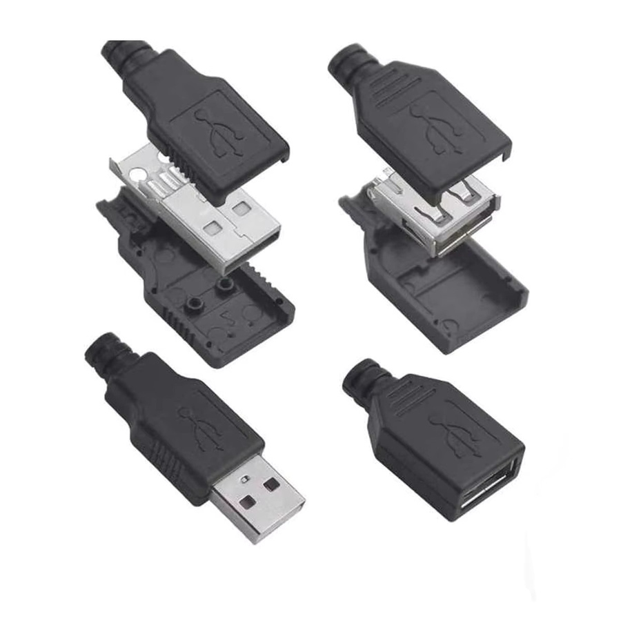 ELECAPITAL USB Typ-A Schnittstellen Set mit schwarzer Kunststoffabdeckung, 10 Stück (männlich/weiblich), für Computerperipheriegeräte und Port-Adapter - Bild 2