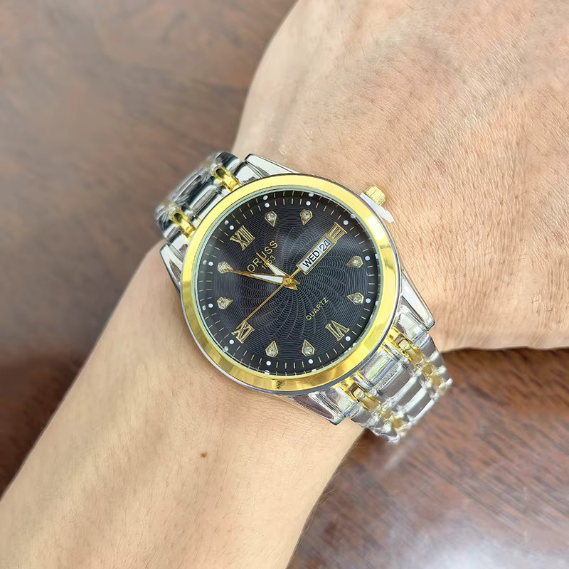 ORUSS Armbanduhr Quarz, Edelstahl, Schwarz, Unisex - Bild 4
