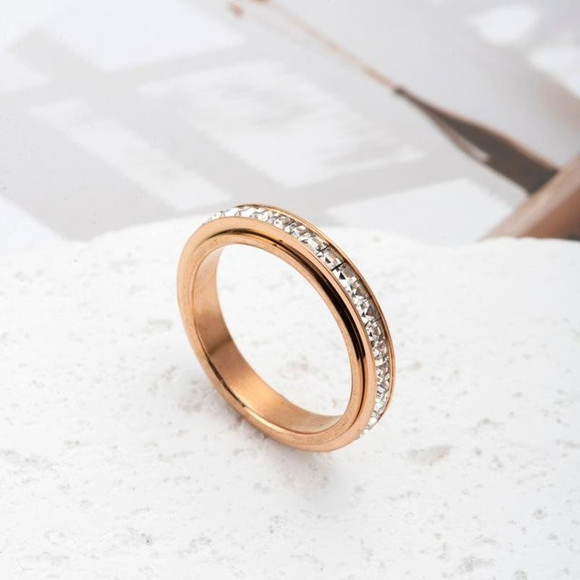 Drehbarer Angstring Edelstahl, Roségold, Zirkonia, Unisex - Bild 1